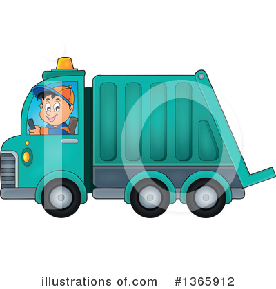 Royalty-Free (RF) Garbage Truck Clipart Illustration by visekart - Stock Sample #1365912