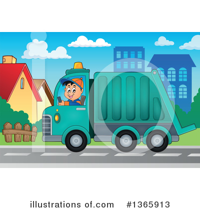 Royalty-Free (RF) Garbage Truck Clipart Illustration by visekart - Stock Sample #1365913