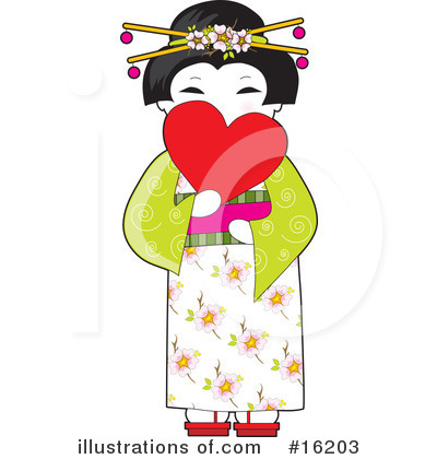 Royalty-Free (RF) Geisha Clipart Illustration by Maria Bell - Stock Sample #16203
