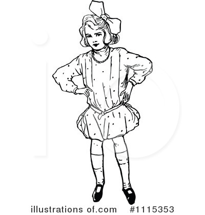Royalty-Free (RF) Girl Clipart Illustration by Prawny Vintage - Stock Sample #1115353