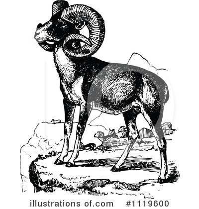 Royalty-Free (RF) Goat Clipart Illustration by Prawny Vintage - Stock Sample #1119600