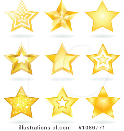 Royalty-Free (RF) Gold Star Clipart Illustration by yayayoyo - Stock Sample #1086771