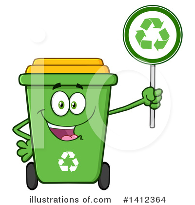 Green Recycle Bin Clipart #1412364 by Hit Toon