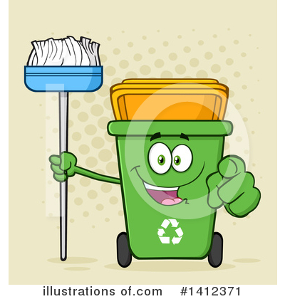 Green Recycle Bin Clipart #1412371 by Hit Toon