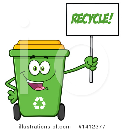 Green Recycle Bin Clipart #1412377 by Hit Toon
