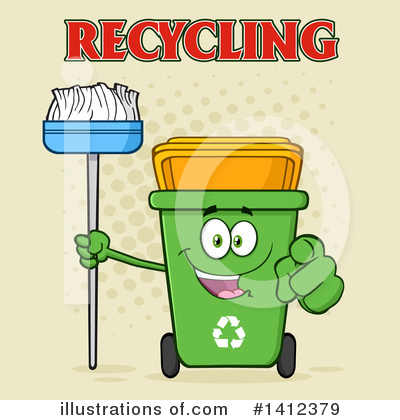 Green Recycle Bin Clipart #1412379 by Hit Toon