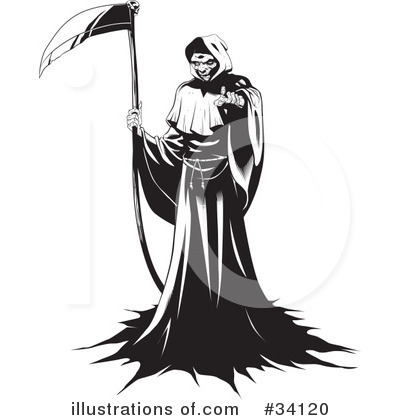 Royalty-Free (RF) Grim Reaper Clipart Illustration by Lawrence Christmas Illustration - Stock Sample #34120