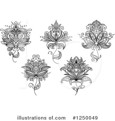 Royalty-Free (RF) Henna Flower Clipart Illustration by Vector Tradition SM - Stock Sample #1250049