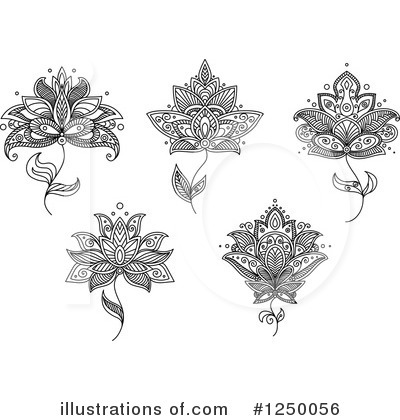 Royalty-Free (RF) Henna Flower Clipart Illustration by Vector Tradition SM - Stock Sample #1250056