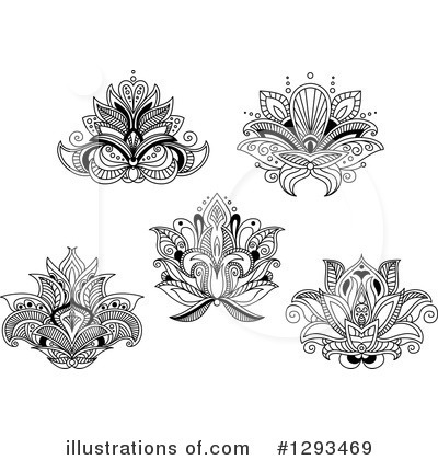 Royalty-Free (RF) Henna Flower Clipart Illustration by Vector Tradition SM - Stock Sample #1293469