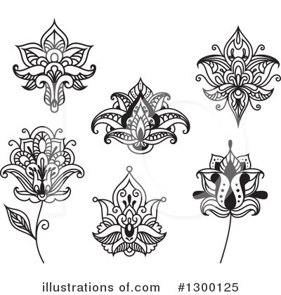 Royalty-Free (RF) Henna Flower Clipart Illustration by Vector Tradition SM - Stock Sample #1300125