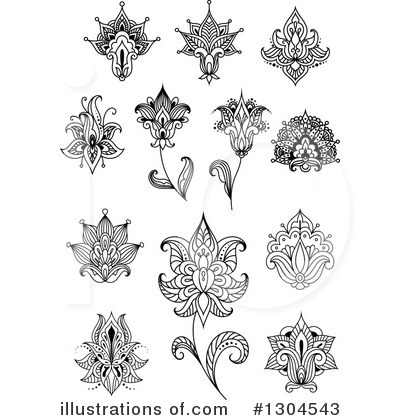 Royalty-Free (RF) Henna Flower Clipart Illustration by Vector Tradition SM - Stock Sample #1304543