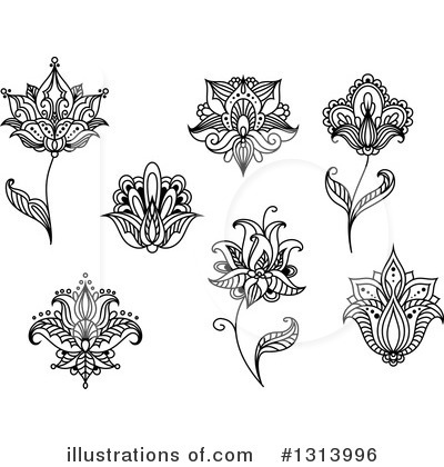 Royalty-Free (RF) Henna Flower Clipart Illustration by Vector Tradition SM - Stock Sample #1313996
