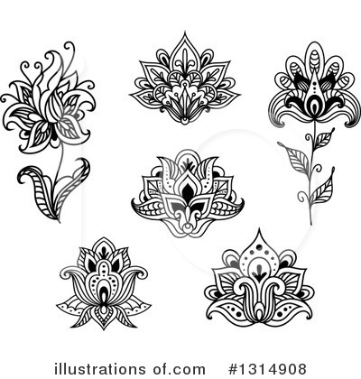 Royalty-Free (RF) Henna Flower Clipart Illustration by Vector Tradition SM - Stock Sample #1314908
