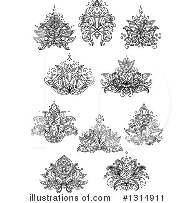 Royalty-Free (RF) Henna Flower Clipart Illustration by Vector Tradition SM - Stock Sample #1314911