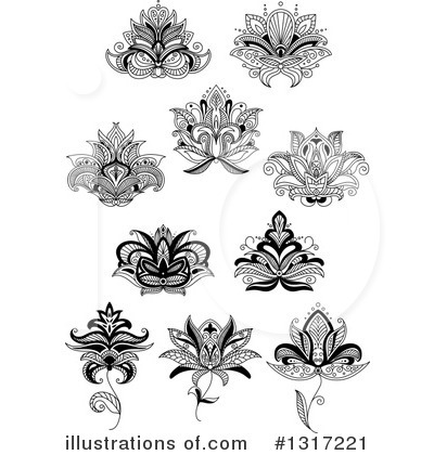 Royalty-Free (RF) Henna Flower Clipart Illustration by Vector Tradition SM - Stock Sample #1317221