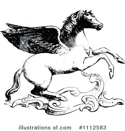 Winged Horse Clipart #1112583 by Prawny Vintage