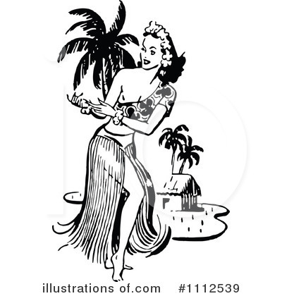 Royalty-Free (RF) Hula Girl Clipart Illustration by Prawny Vintage - Stock Sample #1112539