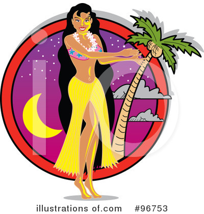Royalty-Free (RF) Hula Girl Clipart Illustration by Andy Nortnik - Stock Sample #96753