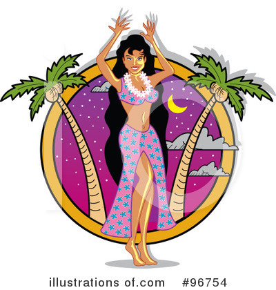 Royalty-Free (RF) Hula Girl Clipart Illustration by Andy Nortnik - Stock Sample #96754