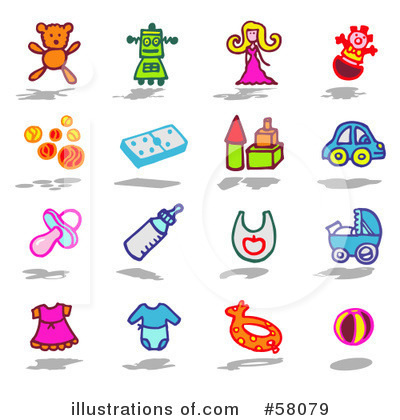 Royalty-Free (RF) Icons Clipart Illustration by NL shop - Stock Sample #58079