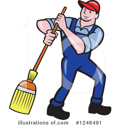 Royalty-Free (RF) Janitor Clipart Illustration by patrimonio - Stock Sample #1246491