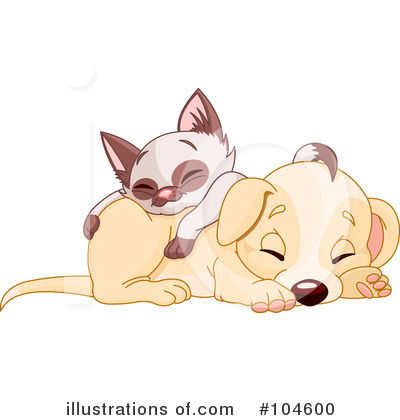 Royalty-Free (RF) Kitten And Puppy Clipart Illustration by Pushkin - Stock Sample #104600
