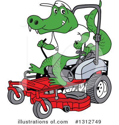 Lawn Mowing Clipart #1312749 by LaffToon