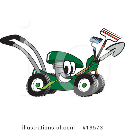 Royalty-Free (RF) Lawn Mower Clipart Illustration by Mascot Junction - Stock Sample #16573