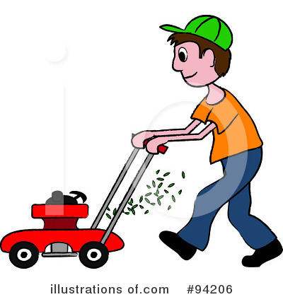Royalty-Free (RF) Lawn Mowing Clipart Illustration by Pams Clipart - Stock Sample #94206