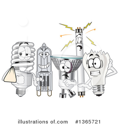 Royalty-Free (RF) Light Bulb Clipart Illustration by Mascot Junction - Stock Sample #1365721