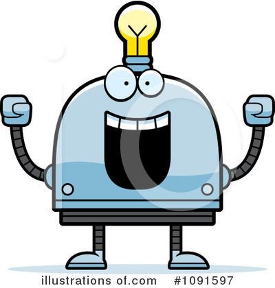 Royalty-Free (RF) Light Bulb Robot Clipart Illustration by Cory Thoman - Stock Sample #1091597
