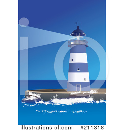 Royalty-Free (RF) Lighthouse Clipart Illustration by Eugene - Stock Sample #211318
