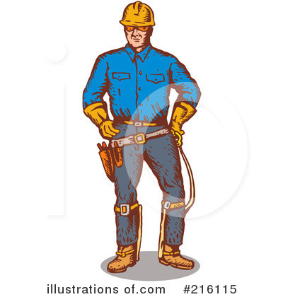 Royalty-Free (RF) Lineman Clipart Illustration by patrimonio - Stock Sample #216115