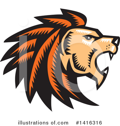 Royalty-Free (RF) Lion Clipart Illustration by patrimonio - Stock Sample #1416316
