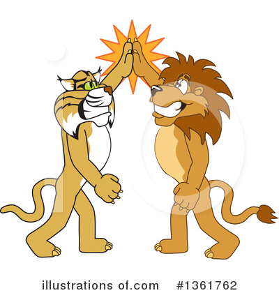 Royalty-Free (RF) Lion School Mascot Clipart Illustration by Mascot Junction - Stock Sample #1361762