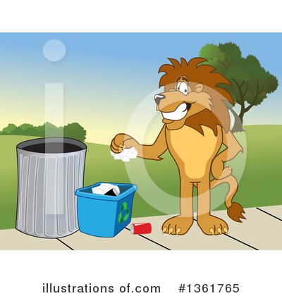 Royalty-Free (RF) Lion School Mascot Clipart Illustration by Mascot Junction - Stock Sample #1361765