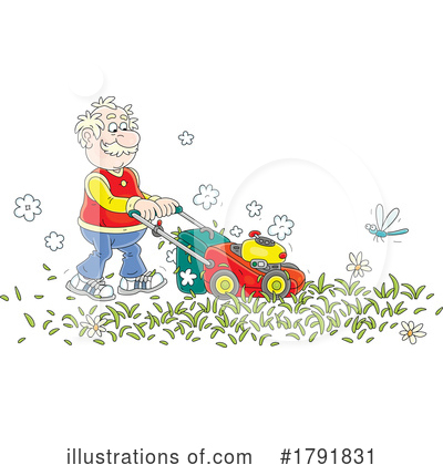 Lawn Mowing Clipart #1791831 by Alex Bannykh