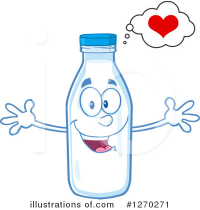 Royalty-Free (RF) Milk Bottle Character Clipart Illustration by Hit Toon - Stock Sample #1270271