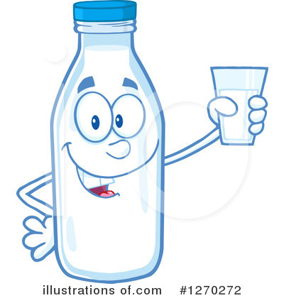 Royalty-Free (RF) Milk Bottle Character Clipart Illustration by Hit Toon - Stock Sample #1270272