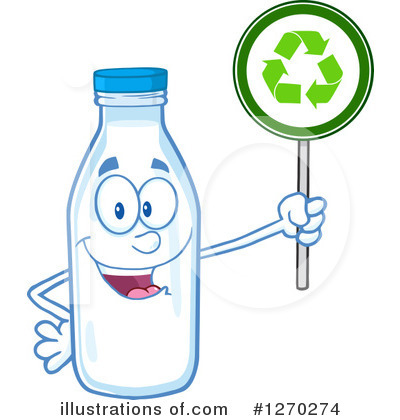 Royalty-Free (RF) Milk Bottle Character Clipart Illustration by Hit Toon - Stock Sample #1270274