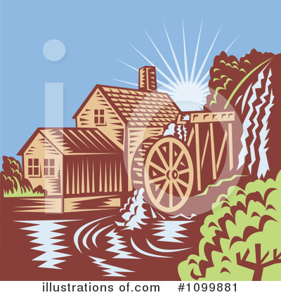 Water Mill Clipart #1099881 by patrimonio