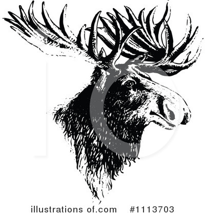 Royalty-Free (RF) Moose Clipart Illustration by Prawny Vintage - Stock Sample #1113703