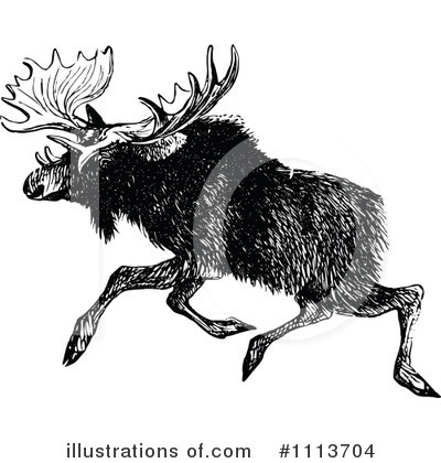 Royalty-Free (RF) Moose Clipart Illustration by Prawny Vintage - Stock Sample #1113704
