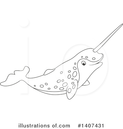 Royalty-Free (RF) Narwhal Clipart Illustration by Alex Bannykh - Stock Sample #1407431