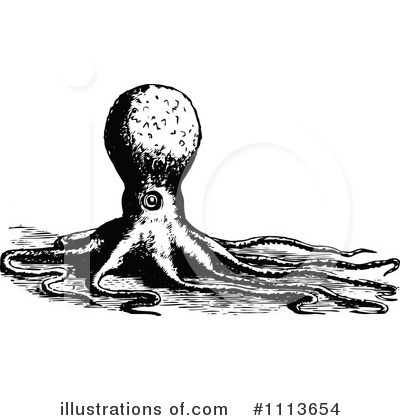 Royalty-Free (RF) Octopus Clipart Illustration by Prawny Vintage - Stock Sample #1113654