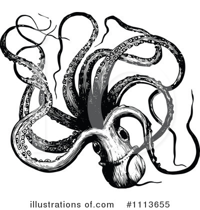 Royalty-Free (RF) Octopus Clipart Illustration by Prawny Vintage - Stock Sample #1113655