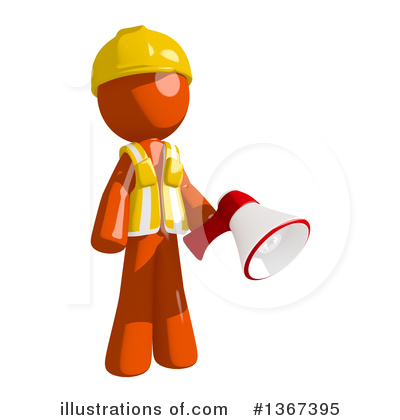 Orange Construction Worker Clipart #1367395 by Leo Blanchette