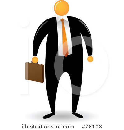 Royalty-Free (RF) Orange Faceless Businessman Clipart Illustration by Qiun - Stock Sample #78103