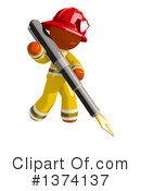 Orange Man Firefighter Clipart #1374137 by Leo Blanchette